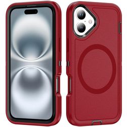 Mobigear Rugged Mag iPhone 16 Plus MagSafe Hoesje Hardcase Backcover Shockproof - Rood