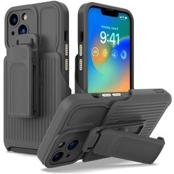 Mobigear Explorer iPhone 14 Hoesje Hardcase Backcover Shockproof met Standaard - Grijs