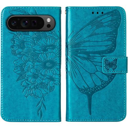 Mobigear Butterfly Google Pixel 9 Pro Hoesje Bookcase Portemonnee - Blauw