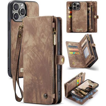 Caseme 008 iPhone 16 Pro Hoesje Uitneembare 2in1 Bookcase Portemonnee - Bruin