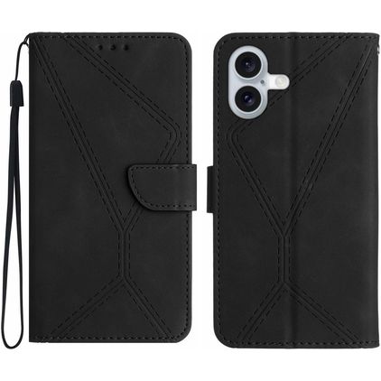 Mobigear Stitch iPhone 17 Hoesje Bookcase Portemonnee - Zwart