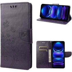 Mobigear Flowers Xiaomi Redmi Note 12 Pro Plus Hoesje Bookcase Portemonnee - Paars