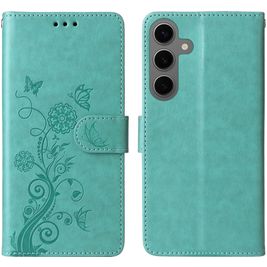 Mobigear Flowers Samsung Galaxy S24 FE Hoesje Bookcase Portemonnee - Groen