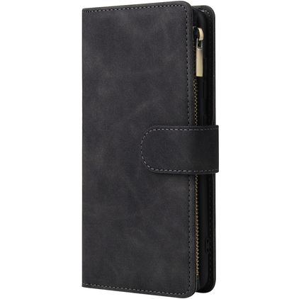 Mobigear Zipper Samsung Galaxy A51 Hoesje Bookcase Portemonnee - Zwart