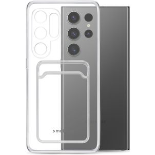 Mobilize Gelly Card Doorzichtig Samsung Galaxy S23 Ultra Hoesje Flexibel TPU Backcover met Pasjeshouder - Transparant