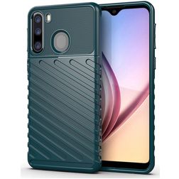 Mobigear Groove Samsung Galaxy A21 Hoesje Flexibel TPU Backcover - Groen