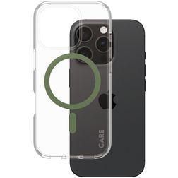 CARE by PanzerGlass Flagship iPhone 16 Pro MagSafe Hoesje Hardcase Backcover - Transparant / Groen