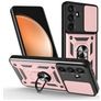 Mobigear Armor Ring Cam Slide Samsung Galaxy S25 FE Hoesje Hardcase Backcover Shockproof met Ringhouder en Camera Slider - Roségoud