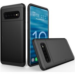 Mobigear Card Samsung Galaxy S10 Plus Hoesje Hardcase Backcover Shockproof met Pasjeshouder - Zwart