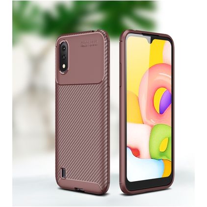 Mobigear Racing Samsung Galaxy A01 Hoesje Flexibel TPU Backcover - Bruin