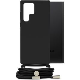 Mobilize Lanyard Gelly Samsung Galaxy S22 Ultra Flexibel TPU Hoesje met koord - Zwart