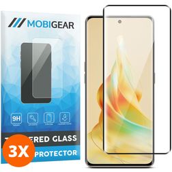 Mobigear Premium OPPO Reno 8T 5G Glazen Screenprotector - Case Friendly - Zwart (3-Pack)