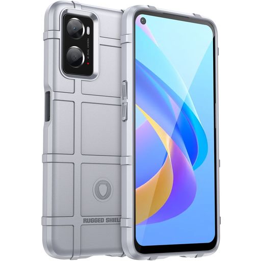 Mobigear Rugged Shield OPPO A76 Hoesje Flexibel TPU Backcover Shockproof - Grijs