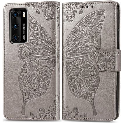 Mobigear Butterfly Huawei P40 Hoesje Bookcase Portemonnee - Grijs