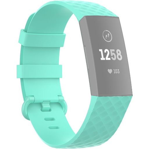 Mobigear Cross Siliconen Fitbit Charge 4 Bandje Gespsluiting - Turquoise