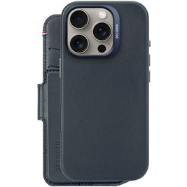 Decoded Detachable Wallet iPhone 16 Pro MagSafe Hoesje Echt Leer Uitneembare 2in1 Bookcase Portemonnee - Marineblauw