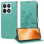 Mobigear Flowers Xiaomi 14T Pro Hoesje Bookcase Portemonnee - Groen