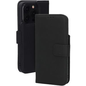 Mobiparts Wallet iPhone 15 Pro MagSafe Hoesje Echt Leer Bookcase Portemonnee - Zwart