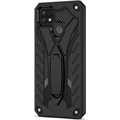 Mobigear Armor Stand Realme C21Y Hoesje Hardcase Backcover Shockproof met Standaard - Zwart