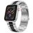 Mobigear Lissabon Stalen Apple Watch Bandje Vouwsluiting - 49/46/45/44 mm - Zwart / Zilver