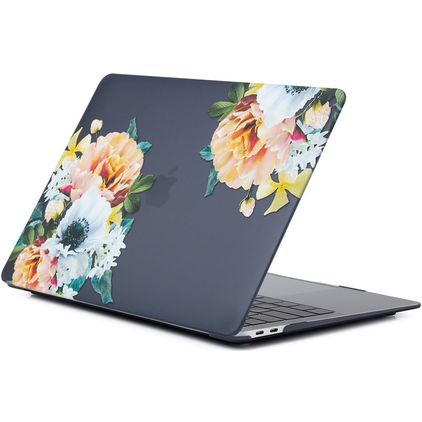 Mobigear Design MacBook Pro 15 Inch (2008-2012) Hoes Hardshell Laptopcover MacBook Case - Bloemen Zwart - Model A1260 / A1286