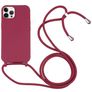 Mobigear Lanyard iPhone 16 Pro Max Siliconen Hoesje met koord - Rood
