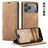 CaseMe 013 iPhone 17 Pro Hoesje Bookcase Portemonnee - Bruin