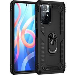 Mobigear Armor Ring Xiaomi Redmi Note 11 5G Hoesje Hardcase Backcover Shockproof met Ringhouder - Zwart