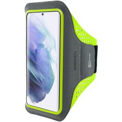 Mobiparts Comfort Fit Telefoonhouder Hardlopen Samsung Galaxy S21 Sport Hoesje Neopreen Sportarmband - Neon Green