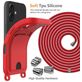 Mobigear Lanyard Card iPhone 16 Plus Siliconen Hoesje met koord en Pasjeshouder - Rood