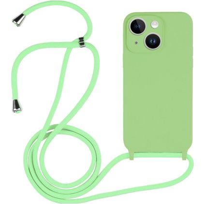 Mobigear Lanyard iPhone 14 Siliconen Hoesje met koord - Groen