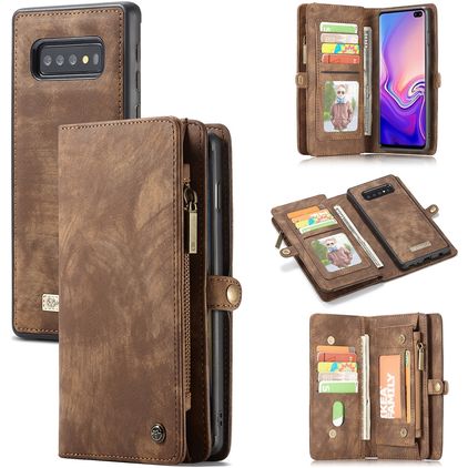 Caseme 008 Samsung Galaxy S10 Plus Hoesje Uitneembare 2in1 Bookcase Portemonnee - Bruin