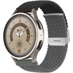 Mobigear Braided Dual Nylon Smartwatch Bandje Klemsluiting - Universeel 20 mm aansluiting - Zwart / Grijs