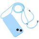 Mobigear Lanyard iPhone 14 Plus Siliconen Hoesje met koord - Babyblauw