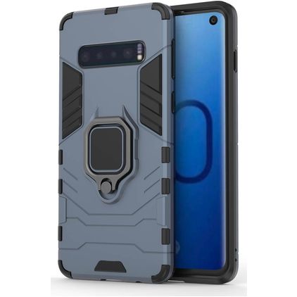 Mobigear Armor Ring Samsung Galaxy S10 Hoesje Hardcase Backcover Shockproof met Ringhouder - Marineblauw