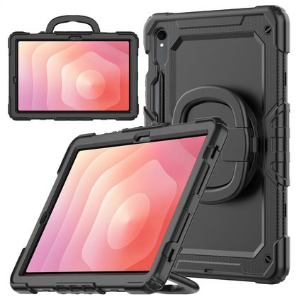 Mobilize Rotating Defender Samsung Galaxy Tab S11 Hoes Hard Kunststof,Siliconen + Schouderband - Zwart