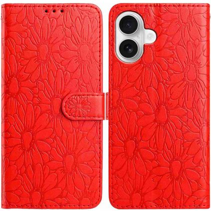 Mobigear Flowers iPhone 17 Hoesje Bookcase Portemonnee - Rood
