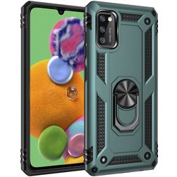 Mobigear Armor Ring Samsung Galaxy A41 Hoesje Hardcase Backcover Shockproof met Ringhouder - Groen