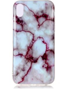 Mobigear Marble iPhone XS Max Hoesje Flexibel TPU Backcover - Paars