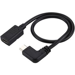 Mobigear 90 Degrees USB-C naar USB-C Verlengkabel 0.3 Meter - Zwart