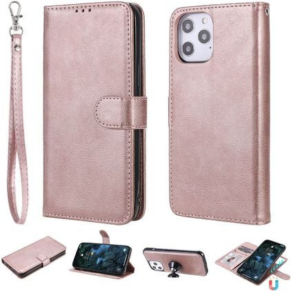 Mobigear Wallet iPhone 12 Pro Max Hoesje Uitneembare 2in1 Bookcase Portemonnee - Roségoud