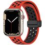 Mobigear Sport Plus Mag Siliconen Apple Watch Bandje Magneetsluiting - 42/41/40/38 mm - Zwart / Rood