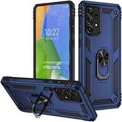 Mobigear Armor Ring Samsung Galaxy A73 Hoesje Hardcase Backcover Shockproof met Ringhouder - Blauw