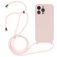 Mobigear Lanyard iPhone 15 Pro Max Siliconen Hoesje met koord - Sand Pink