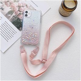 Mobigear Lanyard iPhone 13 Mini Flexibel TPU Hoesje met koord - Roze