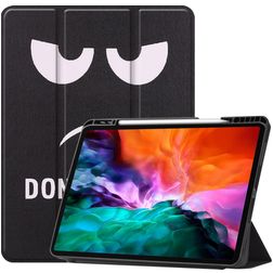 Mobigear Tri-Fold Gel iPad Pro 12.9 Inch (2021) Hoes TPU,Kunstleer Bookcase + Stylus Houder - Do Not Touch
