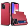 Mobigear Card iPhone 15 Plus Hoesje Hardcase Backcover Shockproof met Pasjeshouder - Rood