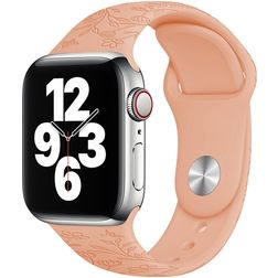 Mobigear Sport Flowers Siliconen Apple Watch Bandje Druksluiting - 49/46/45/44 mm - Zalmroze