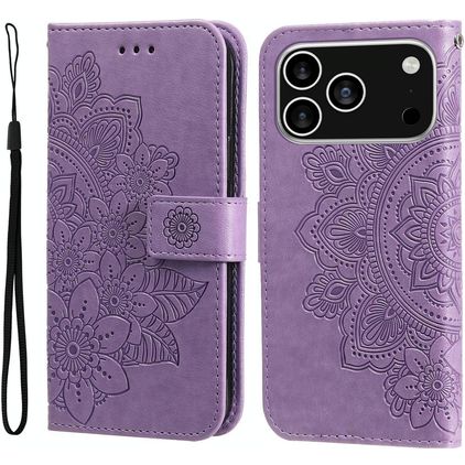 Mobigear Flowers iPhone 18 Pro Hoesje Bookcase Portemonnee - Paars
