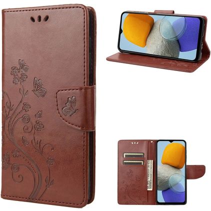 Mobigear Flowers Samsung Galaxy M23 Hoesje Bookcase Portemonnee - Bruin